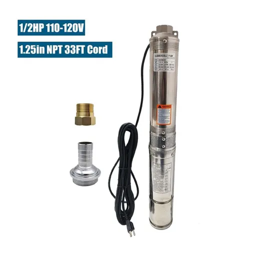 [PU22135] 1/2 HP 4 inch Deep Well Submersible Pump 110V 25GPM 150ft Lift 33ft Cord 1.25 inch NPT Discharge