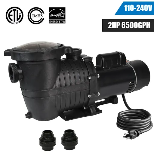 [PU05555B-07065] 2HP Inground Swimming Pool Pump 115-230V Dual Voltge 6500GPH 78FT Head Lift 1.5" NPT Connectors With Strainer Basket
