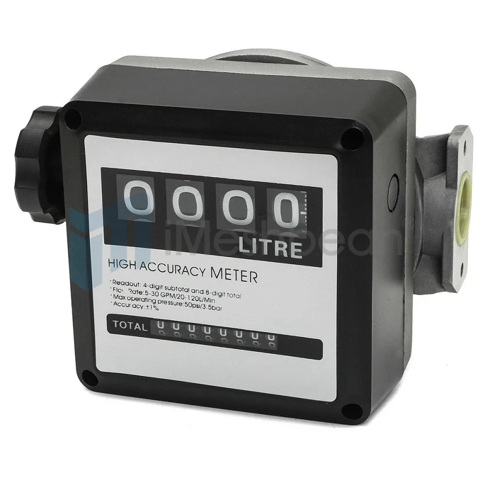 FM-120 4 Digital Diesel Gasoline Fuel Petrol Oil Flow Meter Counter Gauge