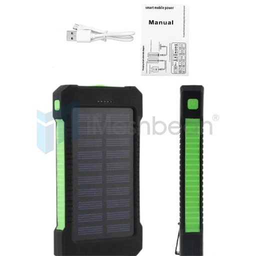 [158-PB008-GN] Green 900000mAh Solar Power Bank Waterproof External Battery Charger For Mobile Phones