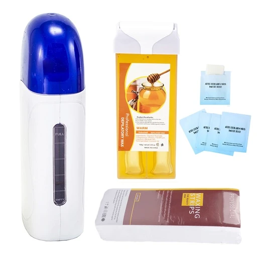 [WH07923] Depilatory Roll On Wax Heater Roller Warmer Cartridge Strips Hair Removal Kit