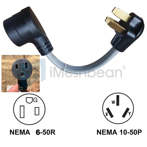 [PC07613] New Female 6-50R 4-Prong Receptacle to OLD Male 10-50P 3-Pin Plug Stove Adapter