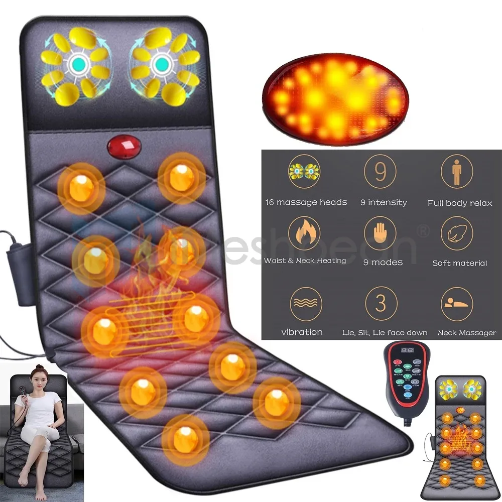 Full Body Vibrating Mat 10 Motor Vibration Massager Kneading Mattress W