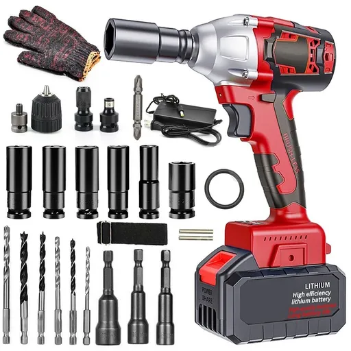 [GJ09372] 520Nm 1/2" Electric Impact Wrench Cordless Brushless Gun with Battery Driver Tool
