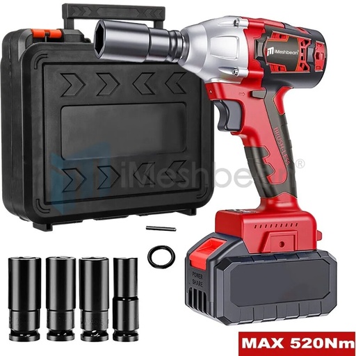 [GJ08453A] 20V Cordless Impact Wrench 1/2"Brushless Electric Wrench Driver 800Nm w/ Battery