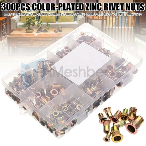 [GJ08114] 300 pcs Zinc Steel Rivet Nut Kit Rivnut Insert Nutsert Assort Metric Threaded