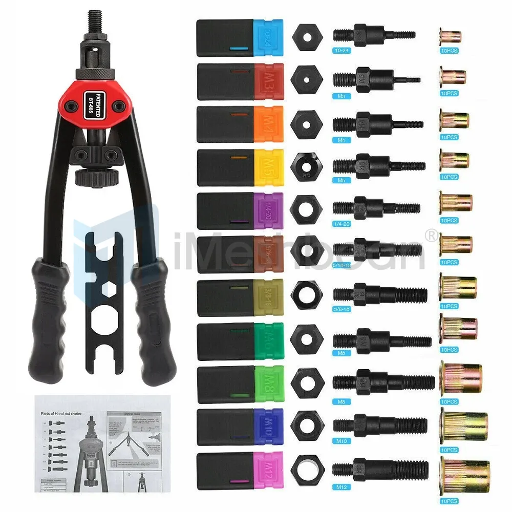 Hand Rivet Gun Threaded Insert Riveter Kit Pneumatic Tool Pop Nut ...
