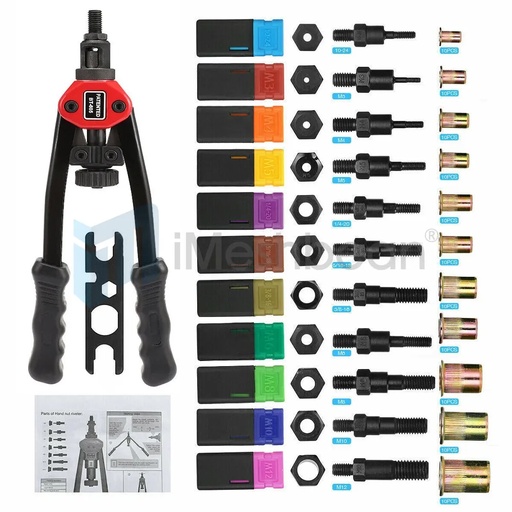 [KR09702] Hand Rivet Gun Threaded Insert Riveter Kit Pneumatic Tool Pop Nut Airplane Car