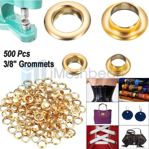 [KR08273] 500 Grommet Kit 3/8" Inside Diameter Grommet Setting Tool Metal Eyelets +Washer