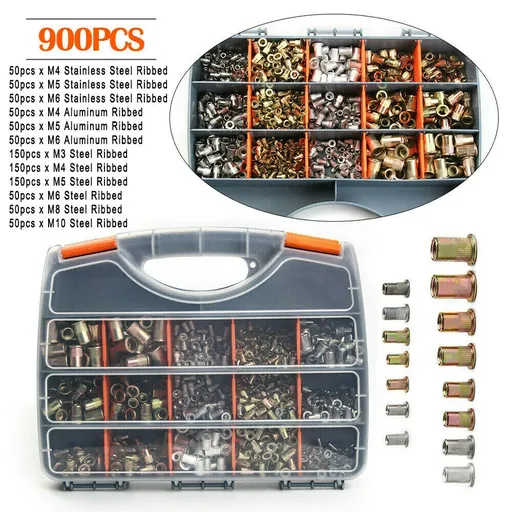 [KR06653] 900Pcs Rivet Gun Kit Rivnut Thread Setting Tool Nut Setter Nutsert