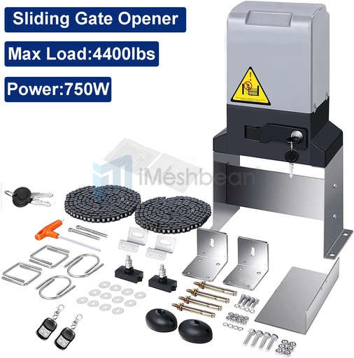 [DL09305] 4400lb Electric Sliding Gate Opener Automatic Motor Remote Kit Heavy Duty Chain