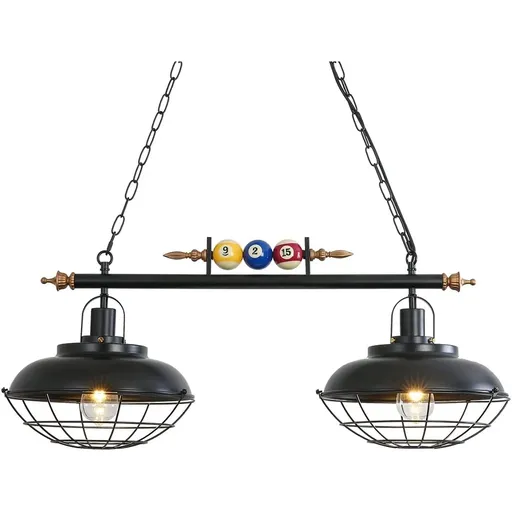 [FW20124] 31" Pool Tablet Lighting Fixtures Billiard Ceiling Lamp with 2 Metal Shades