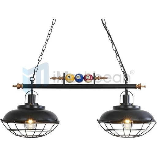 [FW20124] 31" Pool Tablet Lighting Fixtures Billiard Ceiling Lamp with 2 Metal Shades