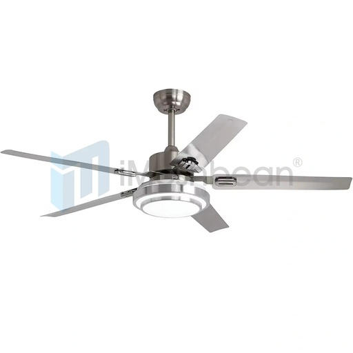 [FW09481] Ceiling Fan Light 52'' Stainless Steel 5-Blades LED Fan Lamp w/ Remote Control