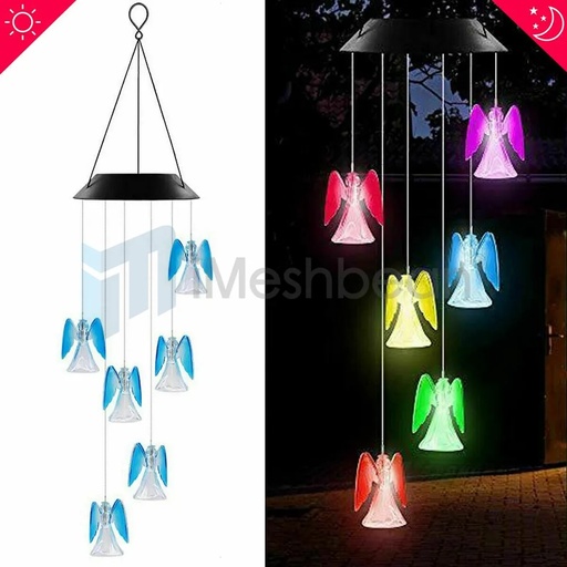 [FW05396] Solar Lamp Color Changing LED Angel Wind Chimes Outdoor Home Garden Decor