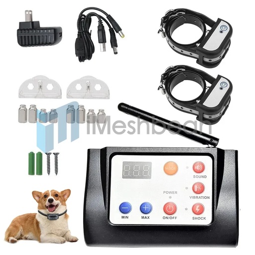 [DT09577] 2 Pet Dog Wireless Electric Fence Containment System Training Shock Collars