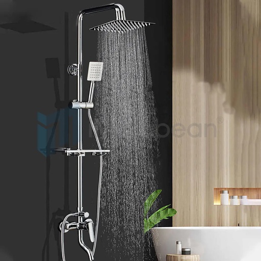 [AH08873] Bathroom Shower Faucet Set with Tub Spout 8" Rainfall Shower Fixture Wall Mounted