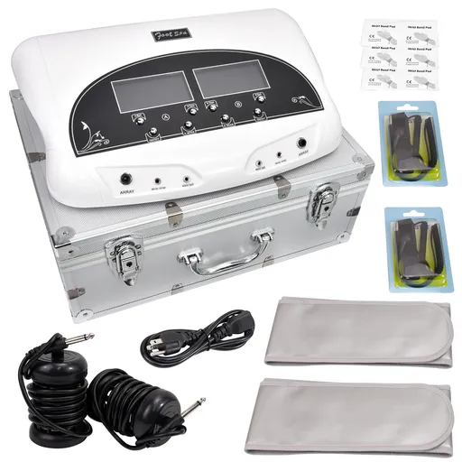 [191-IF004A] Ionic Ion Foot Detox Machine Dual User Professional Hydrogen Cleanse Spa With LCD Display 2 Far Infrared Belts & 2 Arrays