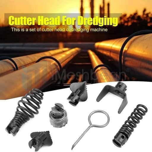 [AH07917] 7Pcs 16mm Manganese Steel Drain Cleaner Machine Combination Cutter Head Set Kit