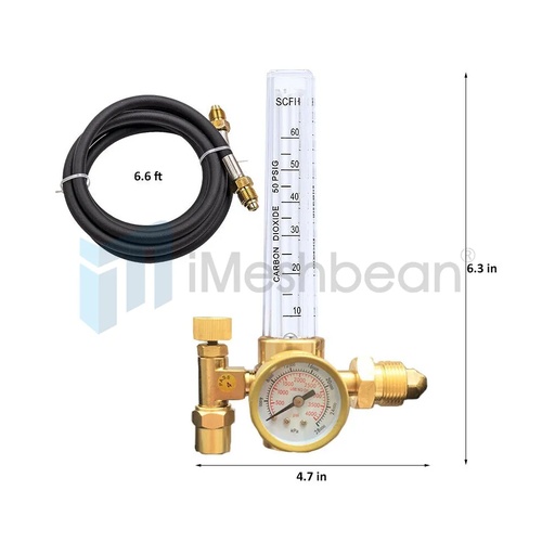 [XZ09168] CGA-580 Argon CO2 Mig Tig Flow Meter Regulator Welding Flowmeter 4000PSI w/ Hose