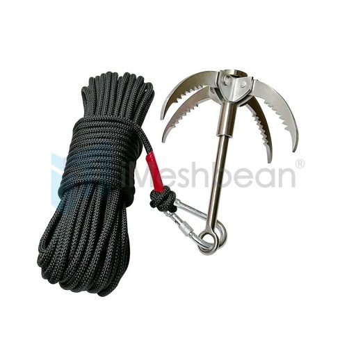 [ZT20373] Grappling Hook Folding Survival Claw Multifunctional Stainless Steel w/66ft Rope