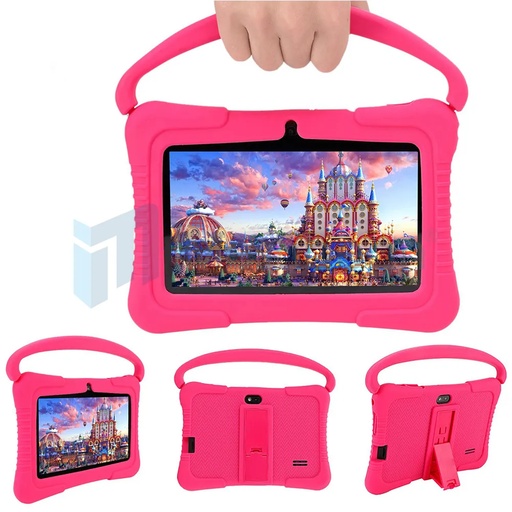 [QZ07966] Android 9.1 7" HD 64GB Kids Tablet PC Dual Camera Quad-core Bundle Case Rose Red