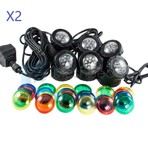 [109-PL006*2] 2 Sets of Submersible Underwater LED Pond Light Kits (5 Models) for Pond Fountain