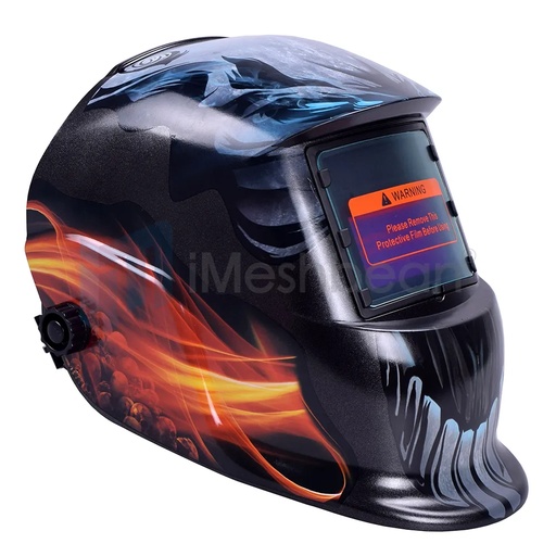 [105-1057] Glowing Eye Designed Solar Powered Auto Darkening Welding Helmet Adjustable 4/9-13 Range