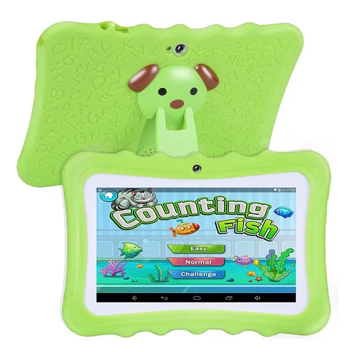 [QZ07210] 7" Android 9 Tablet PC For Kids 64G Quad-Core Dual Cameras WiFi Bundle Case, Green