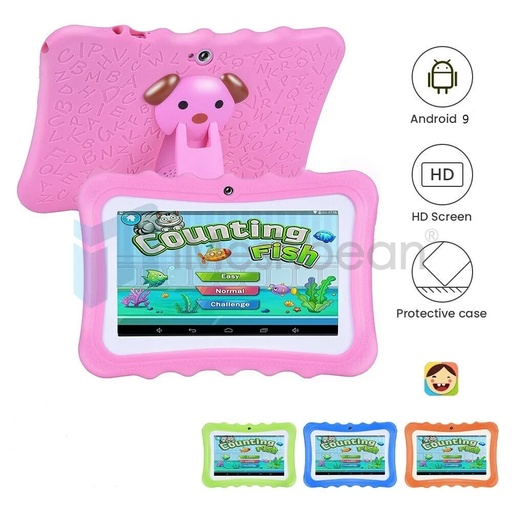[QZ07208] 7" Android 9 Tablet PC For Kids 64G Quad-Core Dual Cameras WiFi Bundle Case, Pink