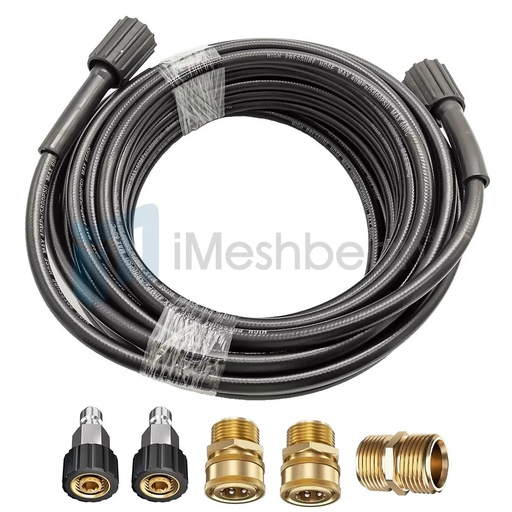 [GS09844B] 25ft Pressure Washer Hose 5800 PSI With Couplers M22-14mm to 3/8" Quick Connects