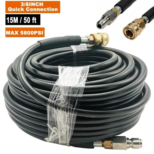 [GS09848B] 50FT 5800 PSI High Pressure Power Washer Hose, 3/8" Quick Connect Replacement