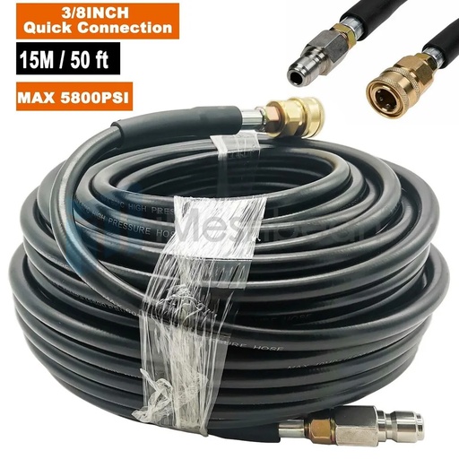 [GS09848B] 50FT 5800PSI Replacement High Pressure Power Washer Hose -3/8" Quick Connect
