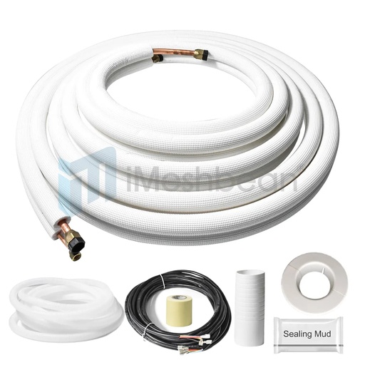 [GS09564] 1/4"x3/8"x25ft Insulated Copper Ductless Mini Split Line Set w/28FT Control Wire