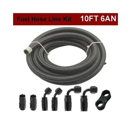 [GS09474] Braided 3/8 Fuel Line 6AN Oil/Gas/Fuel Hose End Fitting Hose Separator Clamp Kit