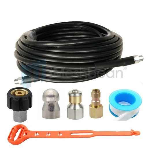 [GS07301] 50ft 5800 PSI Sewer Jetter Nozzles Kit Pressure Washer Drain Cleaning Hose