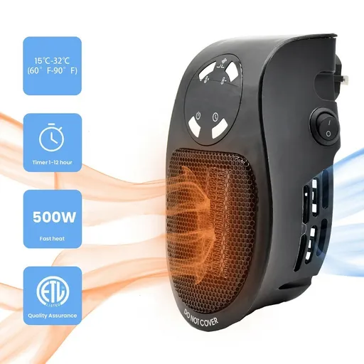 [ZH09283] 500W Space heater, Wall Outlet Electric Space Heate w/Adjustable Thermostat &Time