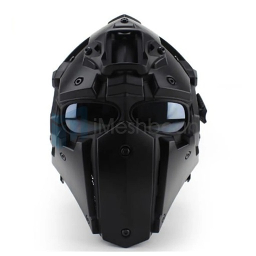 [PM05081] Full Face Protective Mask Tactical Airsoft Helmet with 4 Pairs Visor Goggles, Black