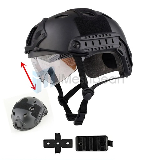 [129-PM08] Black Tactical Airsoft Paintball Military SWAT Protective Fast Helmet with Goggle