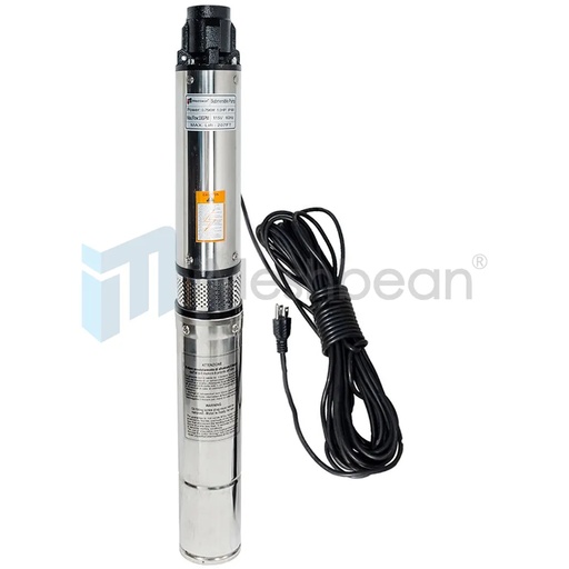 [154-PU007C] 1 HP 4 inch Deep Well Submersible Pump 115V 37 GPM 207ft Head 100FT Cord Stainless Steel