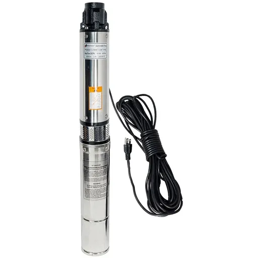 [154-PU007C] 1 HP 4 inch Deep Well Submersible Pump 115V 37 GPM 207ft Head 100FT Cord Stainless Steel