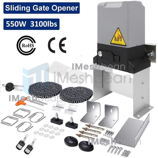 [DL21096] 550W 3100LBS Electric Sliding Gate Opener Automatic Motor Remote Kit w/20ftChain