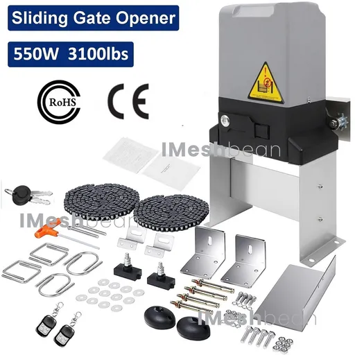 [DL21096] 550W 3100lbs Automatic Sliding Gate Opener Remote Control With 20FT Heavy Duty Chain