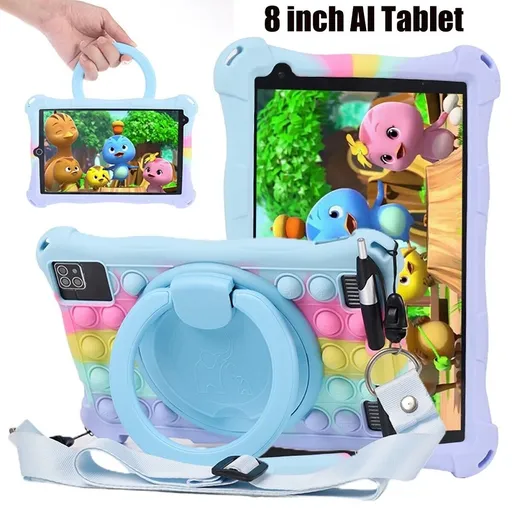 [QZ20878] 8 Inch Android 9 Octa-core HD AI Tablet Computer PC Wifi Bundle Case 64G w/Strap