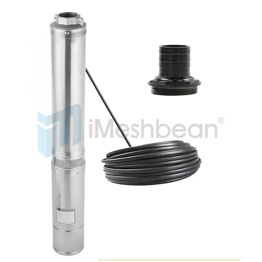 [PU21280] 1 HP 4 inch Deep Well Submersible Pump 110V 37GPM 207ft Head 100FT Cord Stainless Steel