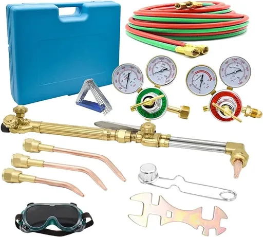 [WE20525] Oxy Acetylene Torch Kit Medium Duty Cutting Torch Brazing Torch Kit with Dual Gas Welding Hose Regulator