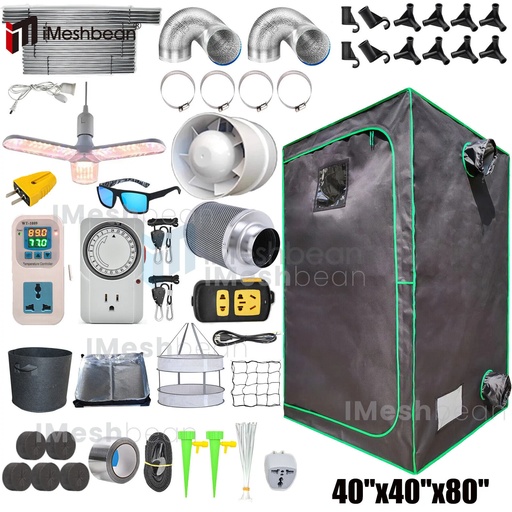 [AG21400] 40"x40"x80" Complete Grow Tent Kit w/LED Full Spectrum Grow Light+Air Filter Kit+Duct Fan