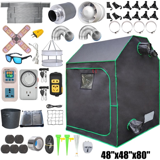 [AG21518] 4 x 4 Grow Tent Kit With LED Lights Complete Grow Kit With Full Spectrum Grow Light With Carbon Filter 48" x 48"x 80"