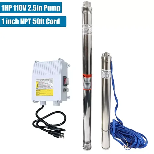 [PU22061] 1 HP 2.5 inch Deep Well Submersible Pump 110V 13GPM  311FT Lift 50FT Cord 1 inch NPT Discharge With Control Box