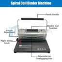 Electric Coil Spiral Binding Machine 46 Holes Spiral Coil Book Binder w/100 Coil